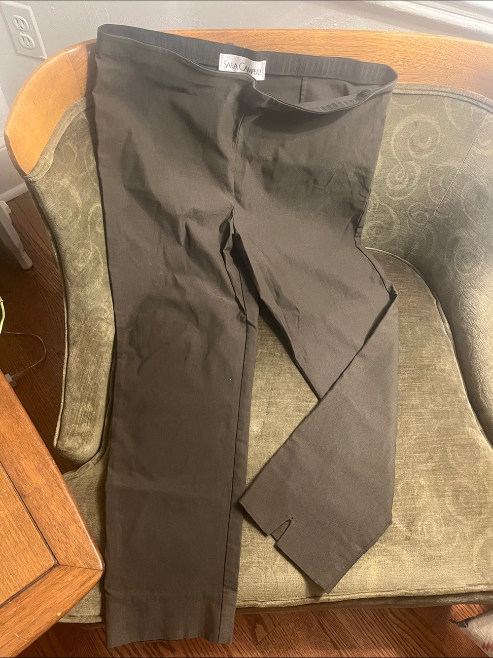 Khaki green slim pull-on professional pants